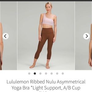 Lululemon Ribbed Nulu Asymmetrical Yoga Bra Pink Peony size 8